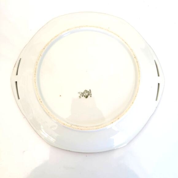 Vintage M Z Austria Painted Trinket Plate Black Berry Flowers Leaves Gold Accent - Picture 7 of 11